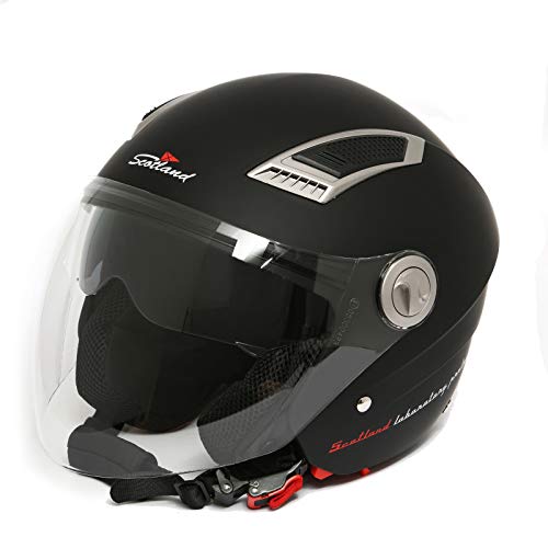 Scotland - 120009 Casco Jet para moto con doble visera, color negro mate, talla 57-58 (M)