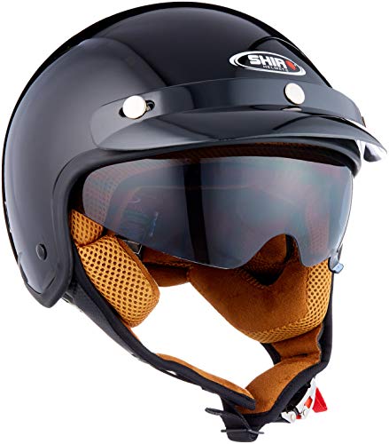 Shiro 128.0206010XS Casco Tipo Jet SH206, Hombre, Negro, Extra-Small