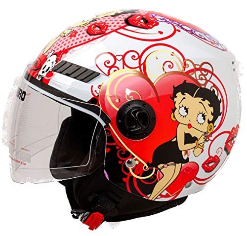 Shiro Casco Moto Jet ECE Homologado casco de moto para hombre casco mujer CASCO SH62 BETTY BOOM (XS)