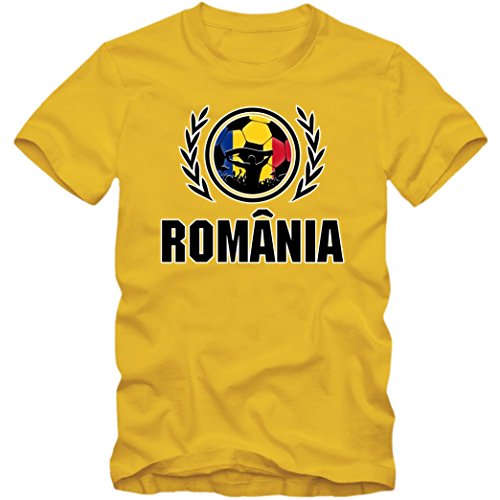 Shirt Happenz Rumania Campeonato De Europa 2016#2 Camiseta | Hombre | Fútbol | Island | Jersey | Tricolorii | Equipo Nacional, Colour:Yellow (Gold);Size:Medium