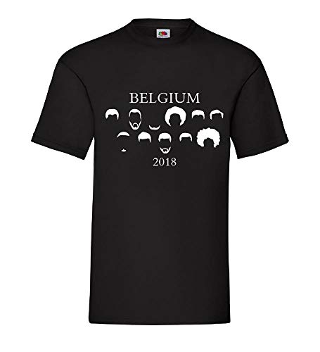 Shirt84.de - Camiseta de fútbol de Bélgica 2018 para hombre Negro XL