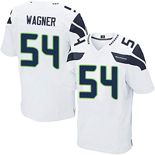 SNSN Wagner Seahawks 54# Rugby Jersey, Camiseta de fútbol Americano Capacitación de fútbol clásico Mangas Cortas, cómoda Moda Casual Azul-Blanco-Gris s-XXXL (165cm-195cm White-XXXL