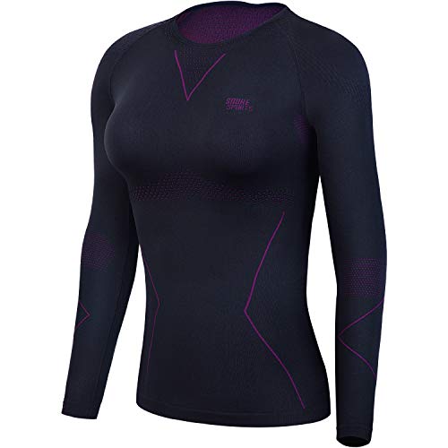 Souke Sports-Camiseta Compresion Mujer Manga Larga,Baselayer Camisetas Deportivas para Ejercicio Gimnasio Entrenamiento Cruzado Correr Pilates Yoga