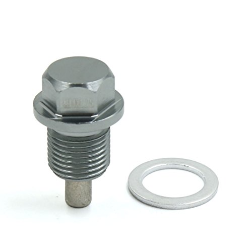 sourcing map M14 X 1,25 Magnético Tornillo de Vaciado del Cárter de Aceite del Motor para El Coche Aluminio Gris