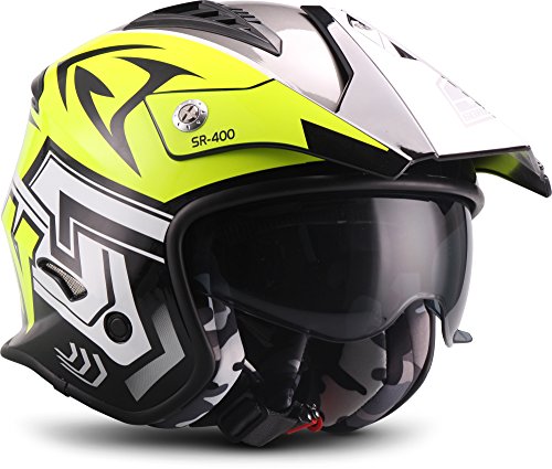 Soxon SR-400 Storm Casco de Moto, Neon, M (57-58cm)