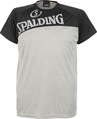 Spalding Street T-Shirt Camiseta Casual, Hombre, Gris Melange/Negro, 2XL