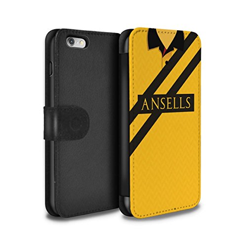 Stoke 1990 - Funda de piel sintética con tapa para Apple iPhone 6, diseño retro y camiseta de fútbol