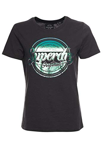 Superdry Original G Foil Entry tee Camiseta, Negro (Vintage Black 06a), M (Talla del Fabricante:12) para Mujer