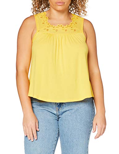 Superdry Woven Trim Vest Camiseta de Tirantes, Amarillo (Springs Yellow Qli), S (Talla del Fabricante:10) para Mujer