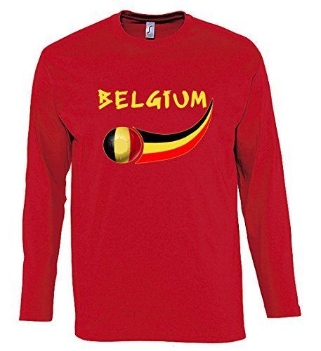 Supportershop – Camiseta para Hombre L/S Rojo Fútbol Bélgica, T-Shirt Homme L/S Rouge Belgique, Rojo, FR : L (Taille Fabricant : L)
