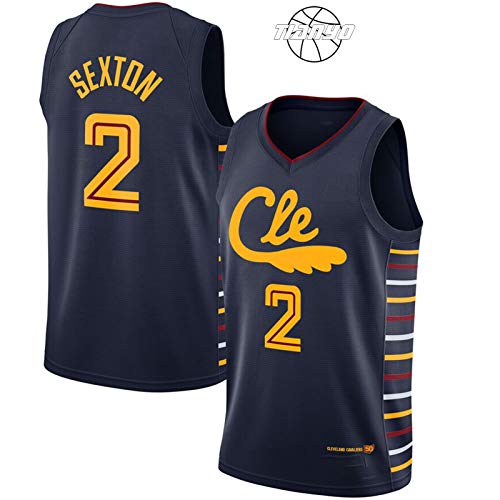 TIANYO Sexton Men's Basketball Jersey, Cavaliers # 2 Camiseta de Baloncesto para Hombres Adultos Sudadera Transpirable y de Secado rápido Sudadera Navy-M