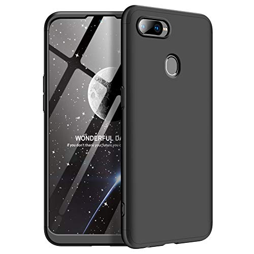 TiHen Funda para OPPO A7x Funda 360 Grados Todo Incluido protección + 2 Piezas Cristal Templado, Luxury 3 in 1 PC Hard Skin Carcasa Case Cover para OPPO A7x(Negro)