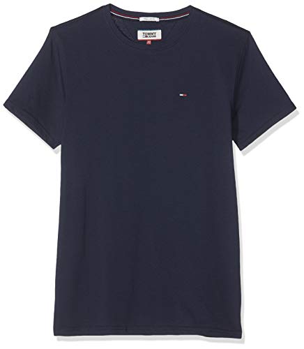 Tommy Jeans Regular C Camiseta con Cuello Redondo, Azul (Black Iris), M para Hombre