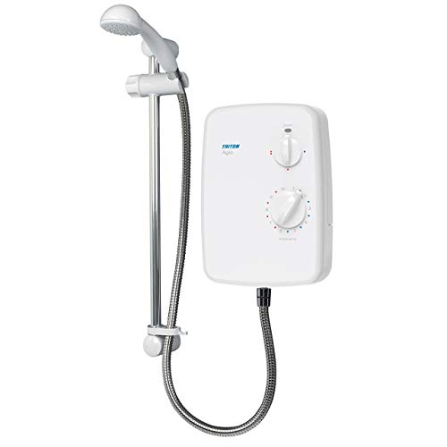 Triton Showers REAGI08WC Agio - Ducha eléctrica con elevador (8,5 kW), color blanco