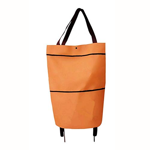 Trolley plegable portátil Utilidad de Carros - Carrito de la compra plegable Cesta plegable reutilizable de Eco grande impermeable del bolso del equipaje del bolso Ruedas cesta no tejida Mercado conve