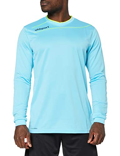 uhlsport Camiseta Strema 3, 0 para Hombre/Jersey Manga Larga/Portero Acolchado, XXS, Azul Hielo/Amarillo Fluor