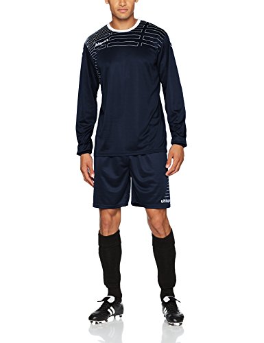 uhlsport Match Team Kit para Niño Y Adulto Yhorts/Jersey Y Pantalón/Camiseta De Fútbol/Manga Larga Shorts, Unisex niños, Azul Marino/Blanco, L