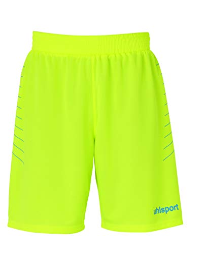 uhlsport Short Match Gk/Pantalón Corto/Equipamiento De Portero Negro, XXS/XS Shorts, Hombre, Amarillo Fluor/Cyan