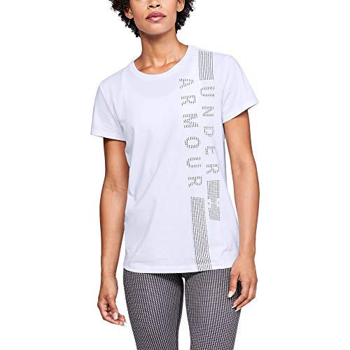 Under Armour Graphic Classic Crew - Camiseta de manga corta para mujer, Mujer, 1321146-100, White/Pixel Purple, Medium