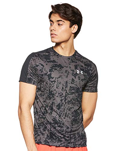 Under Armour UA Speed Stride Printed SS Camiseta, Hombre, Negro (Black/Black/Reflective 001), XL