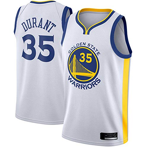 Uniformes De Baloncesto De Los Hombres, Golden State Warriors # 35 Kevin Durant Camisetas De Fans De La NBA Suelta Chalecos Transpirables Sin Mangas Camisetas,Blanco,L(175~180CM)