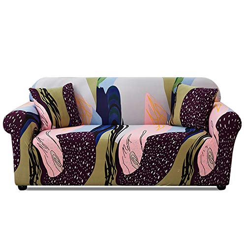 VanderHOME Funda Elástica de Sofá 1/2/3/4 Plazas, Cubre Antideslizante/Protector Ajustables de Sofá, Decorativas Fundas Impresa para Sofas, con Cuerda de Fijación Campo 4 plazas