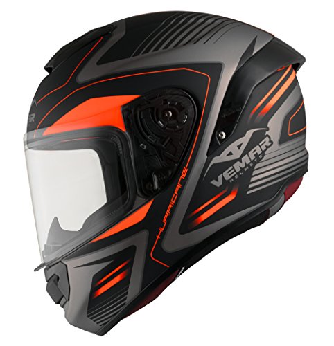 Vemar - Casco (H038) Hurricane Laser 56-S, color naranja, talla S