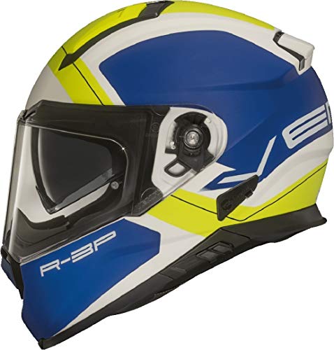 Vemar Zephir Mars - Casco de moto, color azul y amarillo XS