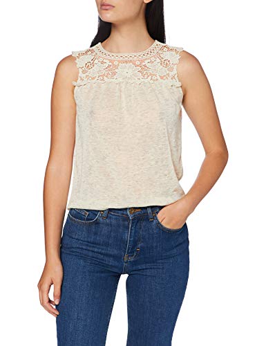 Vero Moda VMKAROLA SL Top JRS Camiseta sin Mangas, Beige (Birch), S para Mujer