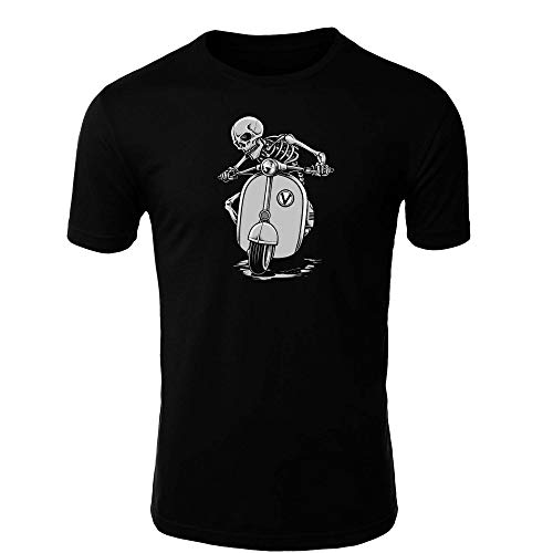 Vespa Zombie 1 Logo Camiseta Hombre Coche Clipart Car Auto tee Top Negro Blanco Mangas Cortas Presente (XL, Black)