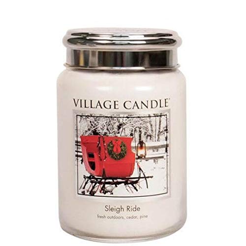 Village Candle – Vela Paseo en Trineo, Gran Jarre, Vidrio, Blanco, 9,7 x 9,8 x 11,6 cm