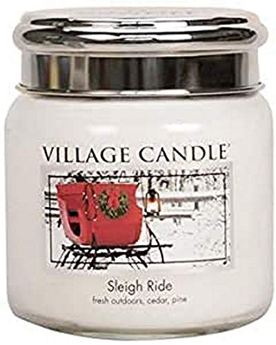 Village Candle – Vela Paseo en Trineo, Jarre Media, Vidrio, Blanco, 10,6 x 9,8 x 12,4 cm