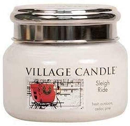 Village Candle – Vela Paseo en Trineo, pequeña Jarre, Vidrio, Blanco, 10,9 x 10,1 x 8,6 cm