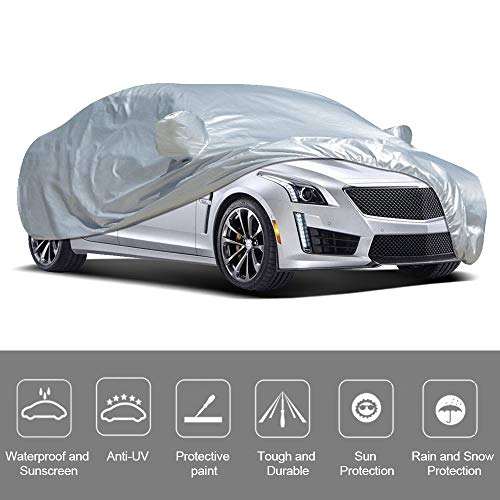 VISLONE Funda para Coche, Cubierta para Coche Impermeable a Prueba de Polvo Anti-UV Protector Solar Protección al Calor Anti-arañazos Sedán Tamaño Completo (4.7 * 1.8 * 1.5m)