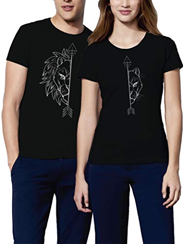 VIVAMAKE Camisetas para Parejas Mujer y Hombre Originales Divertidas con Diseño Lions Couple T Shirt Ideas de Regalo