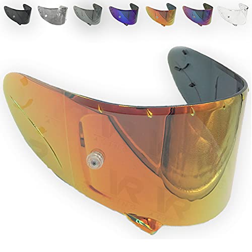 VRacing Visera Shoei Nxr Pantalla Casco Ryd X-Spirit III 3 Aftermarket CWR-1 Pinlock e Tear Off Ready Light e Dark Smoke, Transparent, Oro, Arco iris (Rojo)