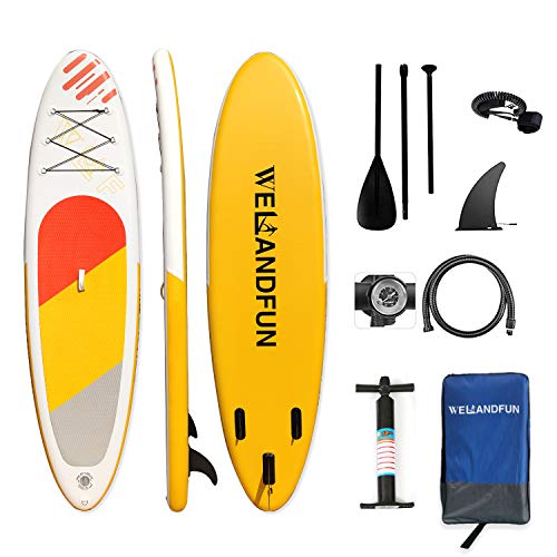 WelandFun - Tabla hinchable para adultos (300 x 81 x 15 cm) con accesorios Premium Sup Bolsa de transporte, control de surf, puente antideslizante, correa, remo y bomba