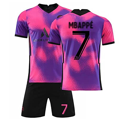Weqenqing 2021 Nueva Camiseta De Fútbol Rosa Y Morada De París, Camiseta Número 7, Camisetas De Rugby para Adultos Y Niños, Pantalones Cortos De Rugby De Manga Corta para Hombres