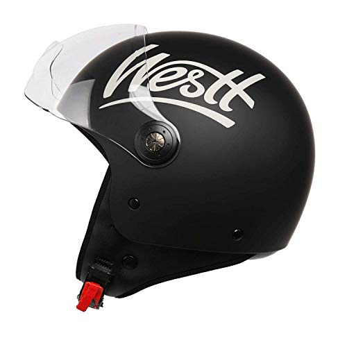 Westt Classic - Casco de Moto Jet Abierto - Ligero y Duradero - Negro Mate - Certificado ECE