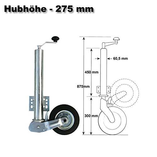 WilTec 453kg Rueda Jockey de Apoyo Delantera Soporte Plegable Remolque Coche de Pasajeros