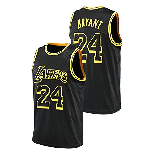 WJP Camiseta De Baloncesto Lakers 24# Kobe Bryant, Chaleco Deportivo Transpirable, Camiseta De Baloncesto Sin Mangas De Moda Superior para Hombres/Jóvenes Kobe Black 2-L