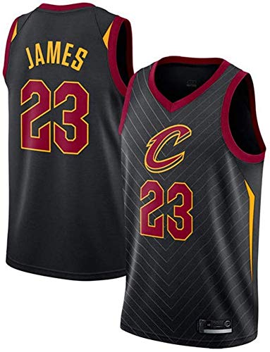 Wo nice Camisetas De Baloncesto para Hombre, Cleveland Cavaliers # 23 Lebron James Uniformes De Baloncesto Camisetas Sin Mangas Camisetas Retro Casual Chaleco,Negro,XXL(185~190CM)