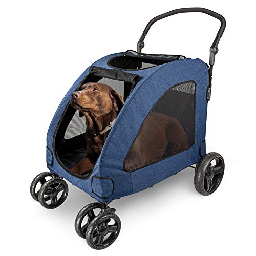 Wooce Carrito de Cuatro Ruedas para Mascotas Carrito de Perros Carritos para Gatos Plegables para Perros medianos Grandes salientes, Carga Dentro de 60 kg