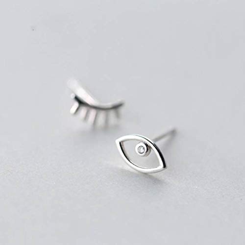 WOZUIMEI Pendientes de Plata S925, Pendientes de un Solo Ojo de Diamante Dulce Coreano para Mujer, Pendientes de Guiño Traviesos con PersonalidadUn par