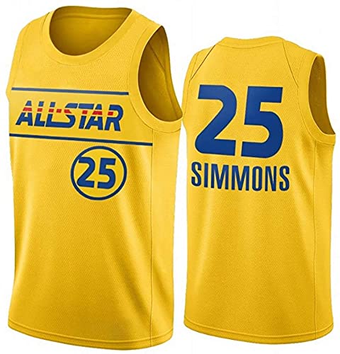 WSWZ Camisetas De Baloncesto De La NBA - Ben Simmons Camiseta De La NBA para Hombre 25# 76Ers - Chalecos Cómodos Casuales Camisetas Deportivas Camisetas Sin Mangas,A,M(170~175CM/65~75KG)