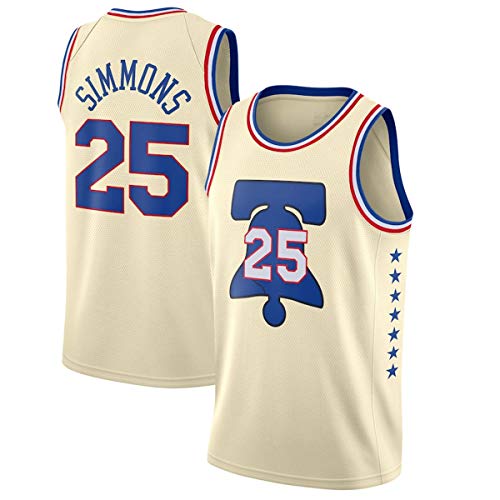 WSWZ Camisetas De La NBA para Hombre - 76Ers 25# Ben Simmons Camiseta De Baloncesto De La NBA - Chalecos Cómodos Casuales Camisetas Deportivas Camisetas Sin Mangas,A,XL(180~185CM/85~95KG)