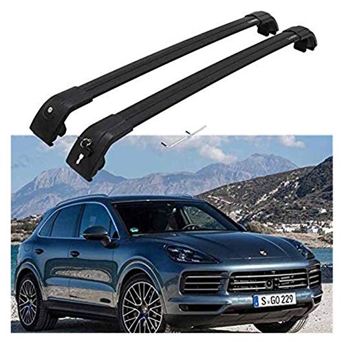 XIAOZHIWEN Coche Ajustable Cross Barra Transversal de Barra de Techo Equipaje Carrier de Carga Lockable Roof Rack Fit para Cayenne 2011-2017 (Color : Black)