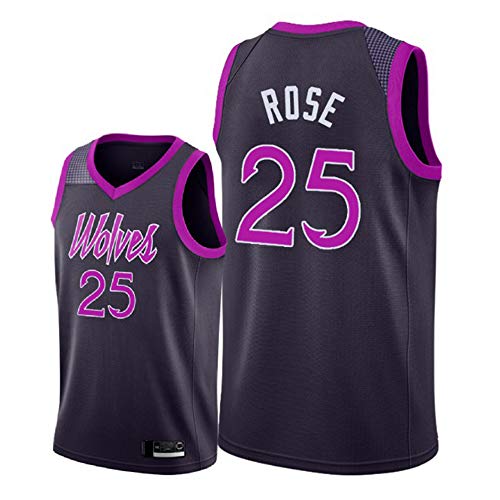 XXMM Camiseta para Hombre, NBA Minnesota Timberwolves # 25 Derrick Rose Uniforme De Baloncesto, Camiseta De Entrenamiento con Chaleco De Secado Rápido, Transpirable E Impermeable,L(175~180cm)