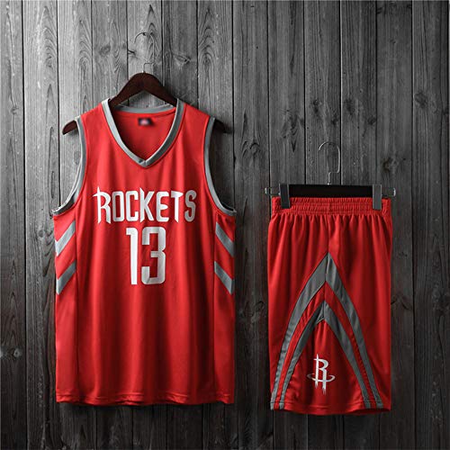 XXMM Conjunto De Camiseta para Niños Y Adultos, Camiseta De Baloncesto NBA Houston Rockets # 13 James Harden, Pantalones Cortos Superiores Transpirables, Camiseta Sin Mangas,Rojo,S(Child)