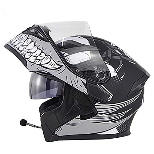 XYXZ Cascos Integrales para Moto Cascos Modulares para Moto Bluetooth, Cascos Integrales Abatibles con Visor Doble Antivaho, Micrófono con Auricular Bluetooth Integrado con Dos Altavoces, CE